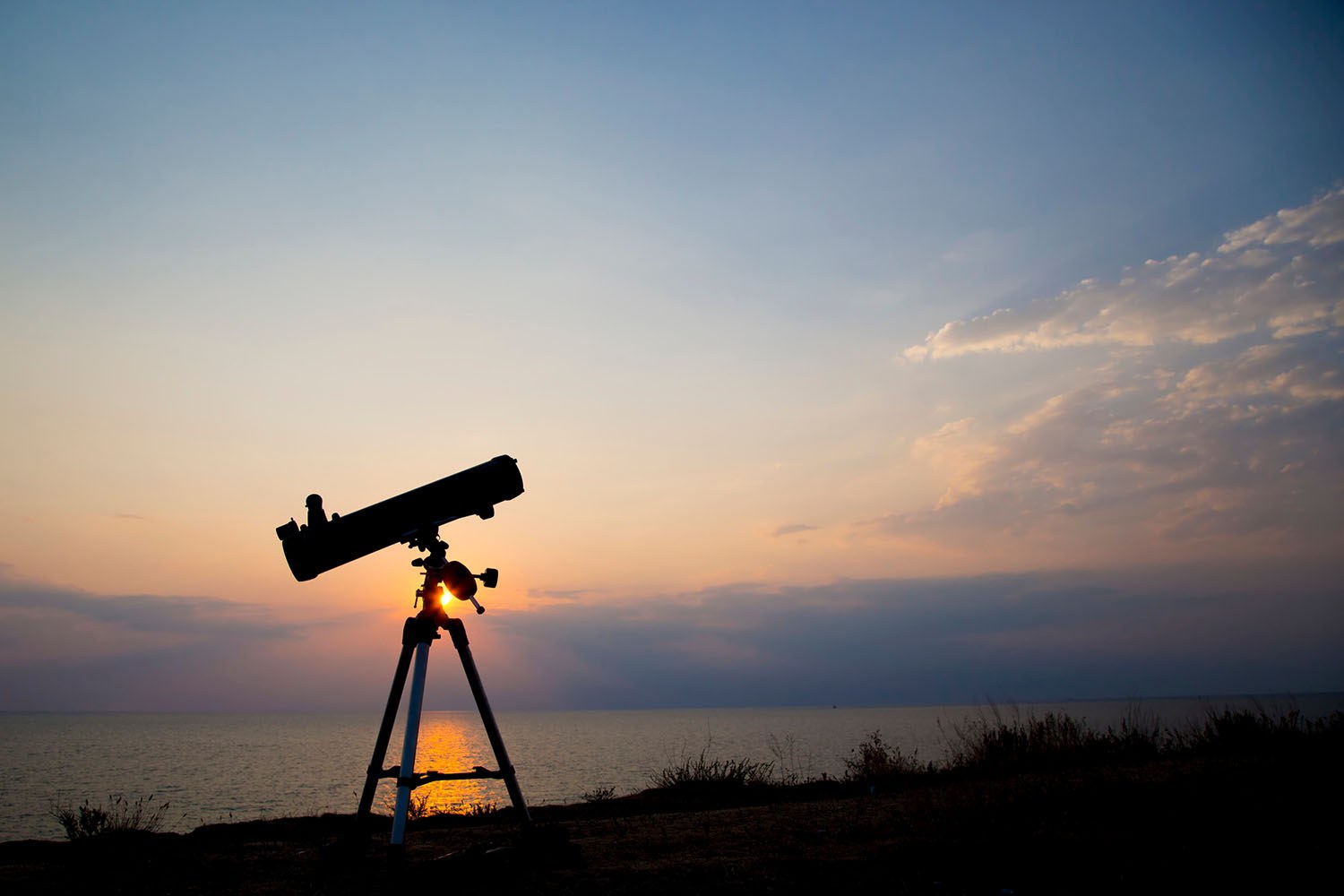 telescope at sunset